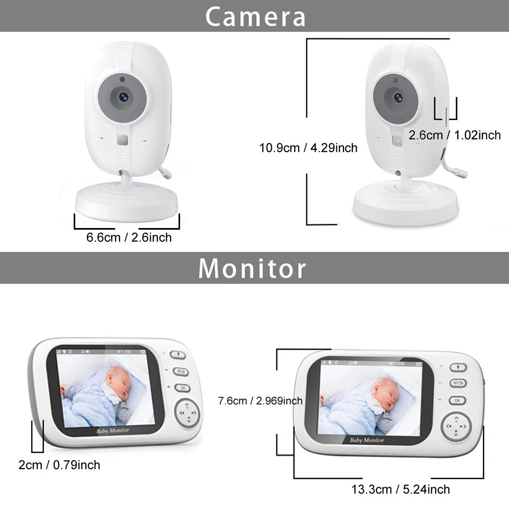 3.5'' Baby Monitor with 4X Zoom Cam No Wifi Night Vision Temperature Monitoring Baby Nanny Two-Way Audio Indoor Security Camera